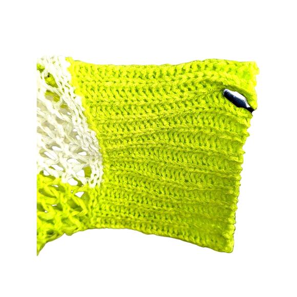 She & Sky Sz2 Oversized open weave sweater neon lime+white NWTbust 60"length 21" - Picture 3 of 10